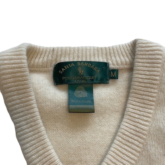 Santa Barbara Polo & Racquet Club Vintage V-Neck Wool Sweater Vest - Size Medium - Picture 5 of 10